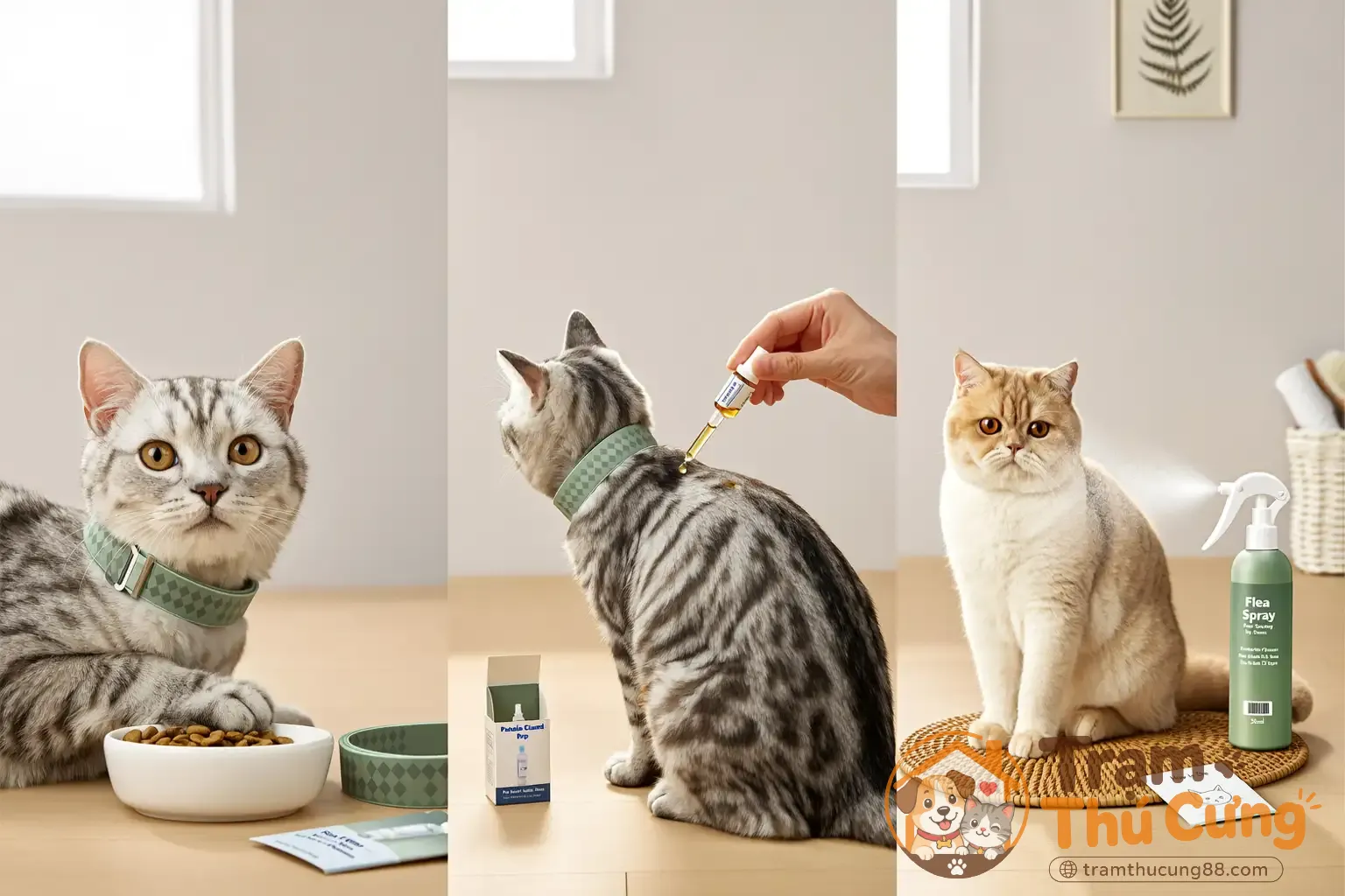 So sánh vòng cổ, thuốc nhỏ gáy và thuốc xịt trị ve rận