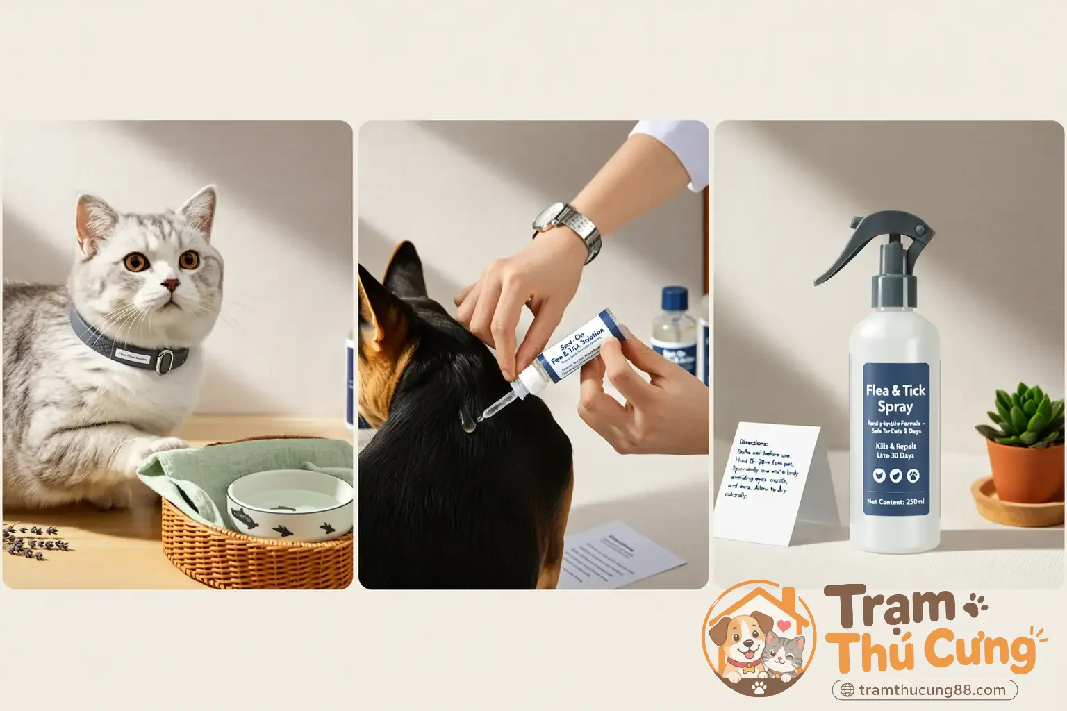 So sánh vòng cổ, thuốc nhỏ gáy và thuốc xịt